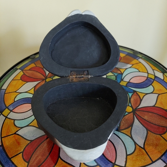 Hand carved wooden cat jewelry box - Picture 4 of 4